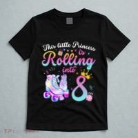 Roller Skate 8th Birthday 8 Year Old Girl Party Outfit T-Shirt thumb 5