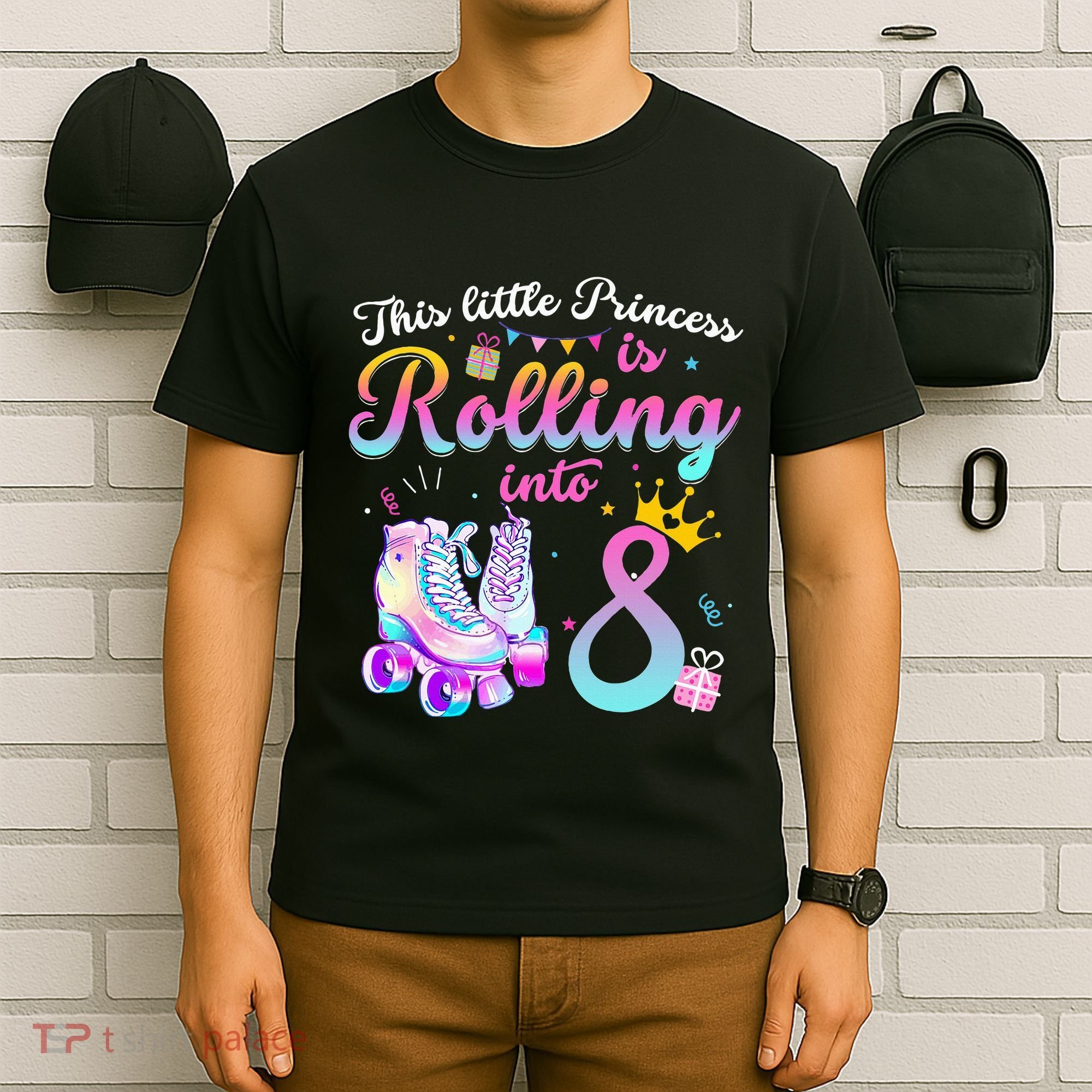 Roller Skate 8th Birthday 8 Year Old Girl Party Outfit T-Shirt