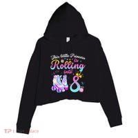 Roller Skate 8th Birthday 8 Year Old Girl Party Outfit Crop Fleece Hoodie thumb 0