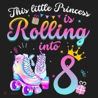 Roller Skate 8th Birthday 8 Year Old Girl Party Outfit Crop Fleece Hoodie thumb 2