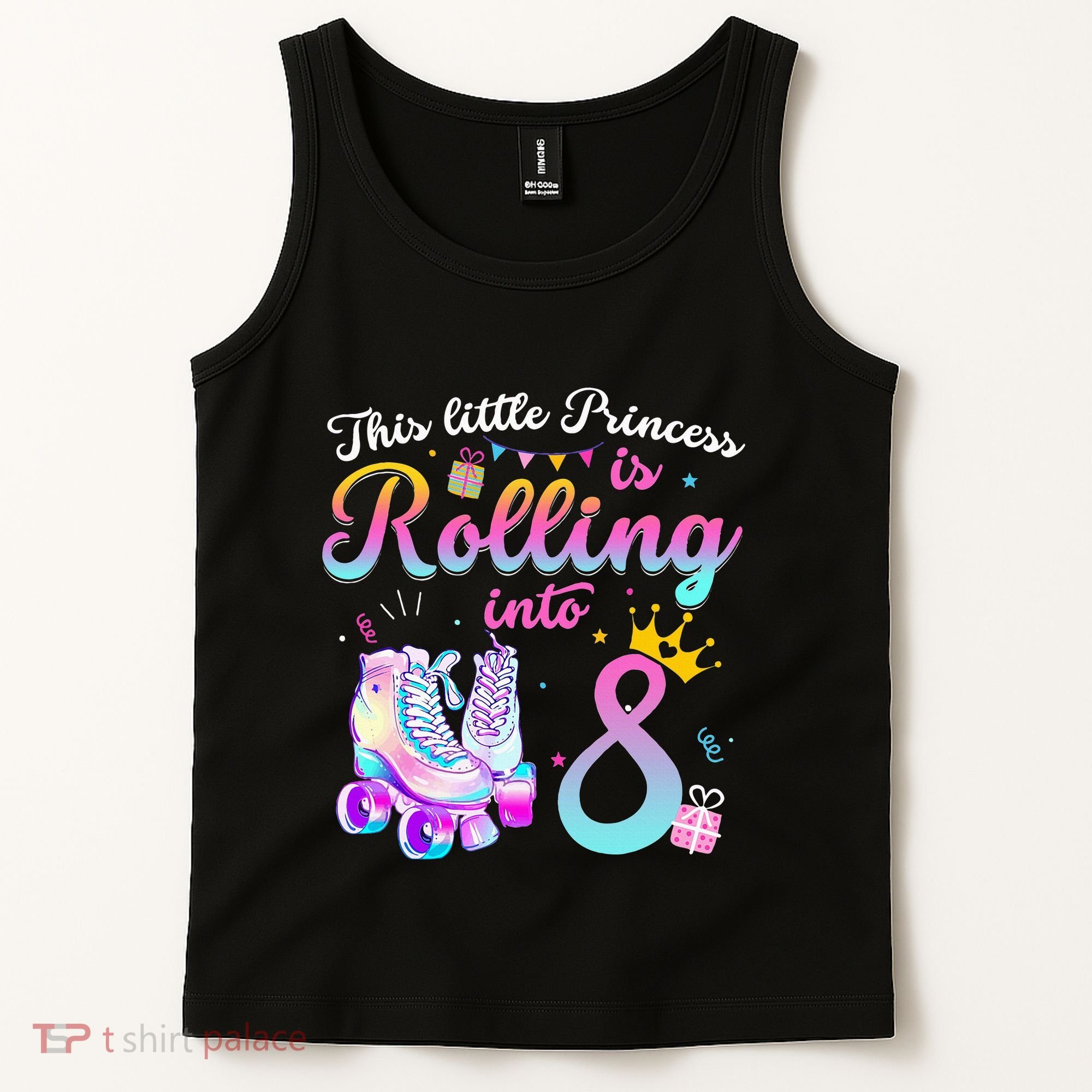 Roller Skate 8th Birthday 8 Year Old Girl Party Outfit Tank Top