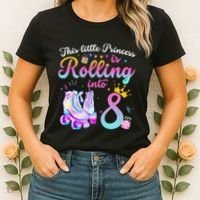 Roller Skate 8th Birthday 8 Year Old Girl Party Outfit Women's T-Shirt thumb 2