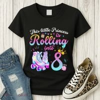 Roller Skate 8th Birthday 8 Year Old Girl Party Outfit Women's T-Shirt thumb 3