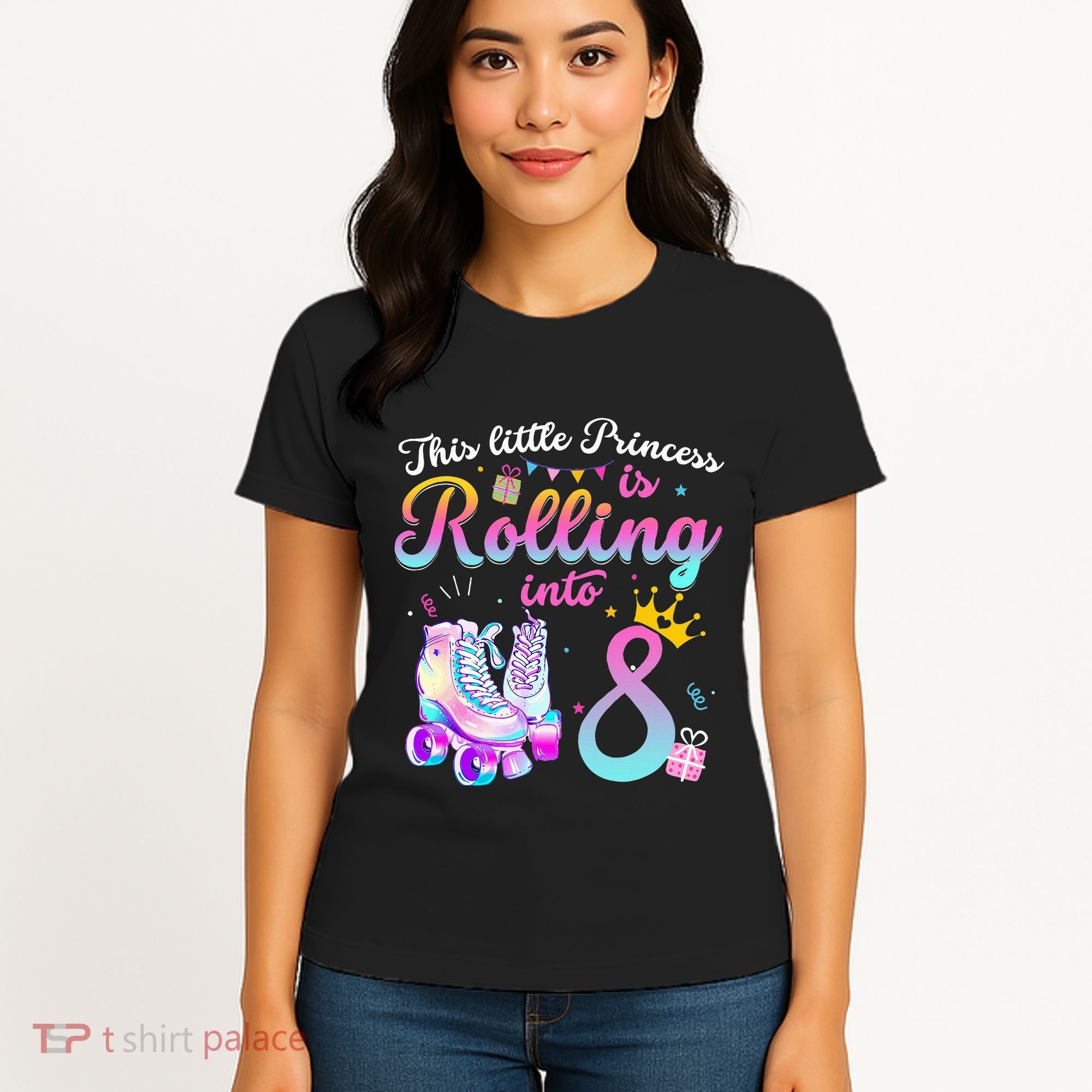 Roller Skate 8th Birthday 8 Year Old Girl Party Outfit Women's T-Shirt