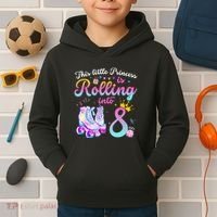 Roller Skate 8th Birthday 8 Year Old Girl Party Outfit Kids Hoodie thumb 2