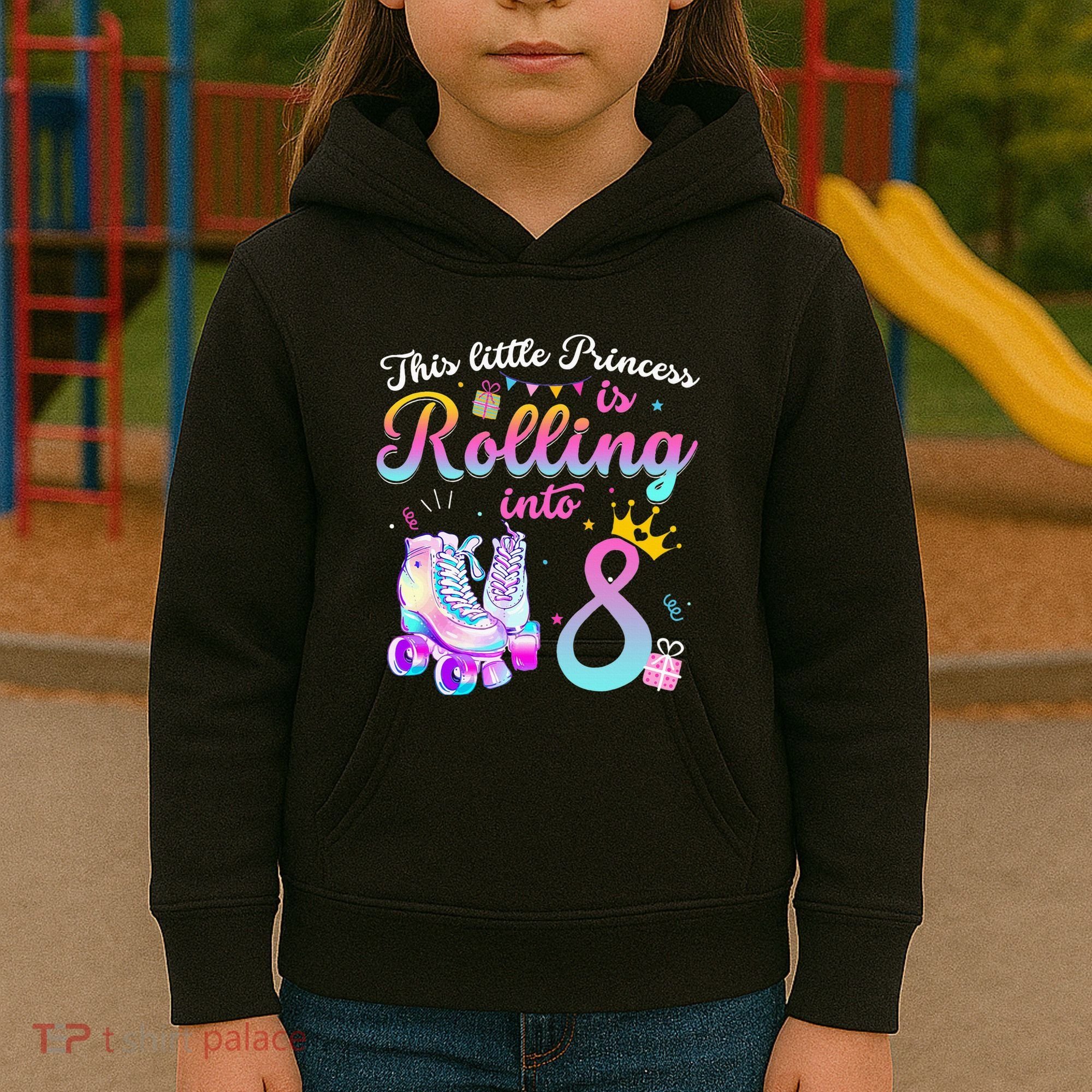 Roller Skate 8th Birthday 8 Year Old Girl Party Outfit Kids Hoodie