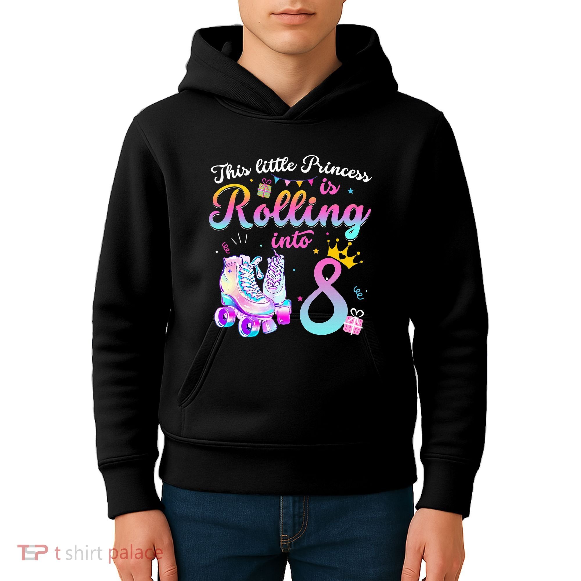 Roller Skate 8th Birthday 8 Year Old Girl Party Outfit Kids Hoodie