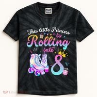 Roller Skate 8th Birthday 8 Year Old Girl Party Outfit Kids Tie-Dye T-Shirt thumb 0