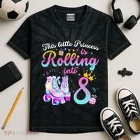 Roller Skate 8th Birthday 8 Year Old Girl Party Outfit Kids Tie-Dye T-Shirt thumb 2