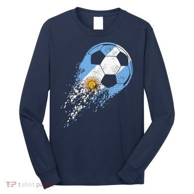 retro Soccer Argentinian Flag Pride Soccer Player Long Sleeve Shirt