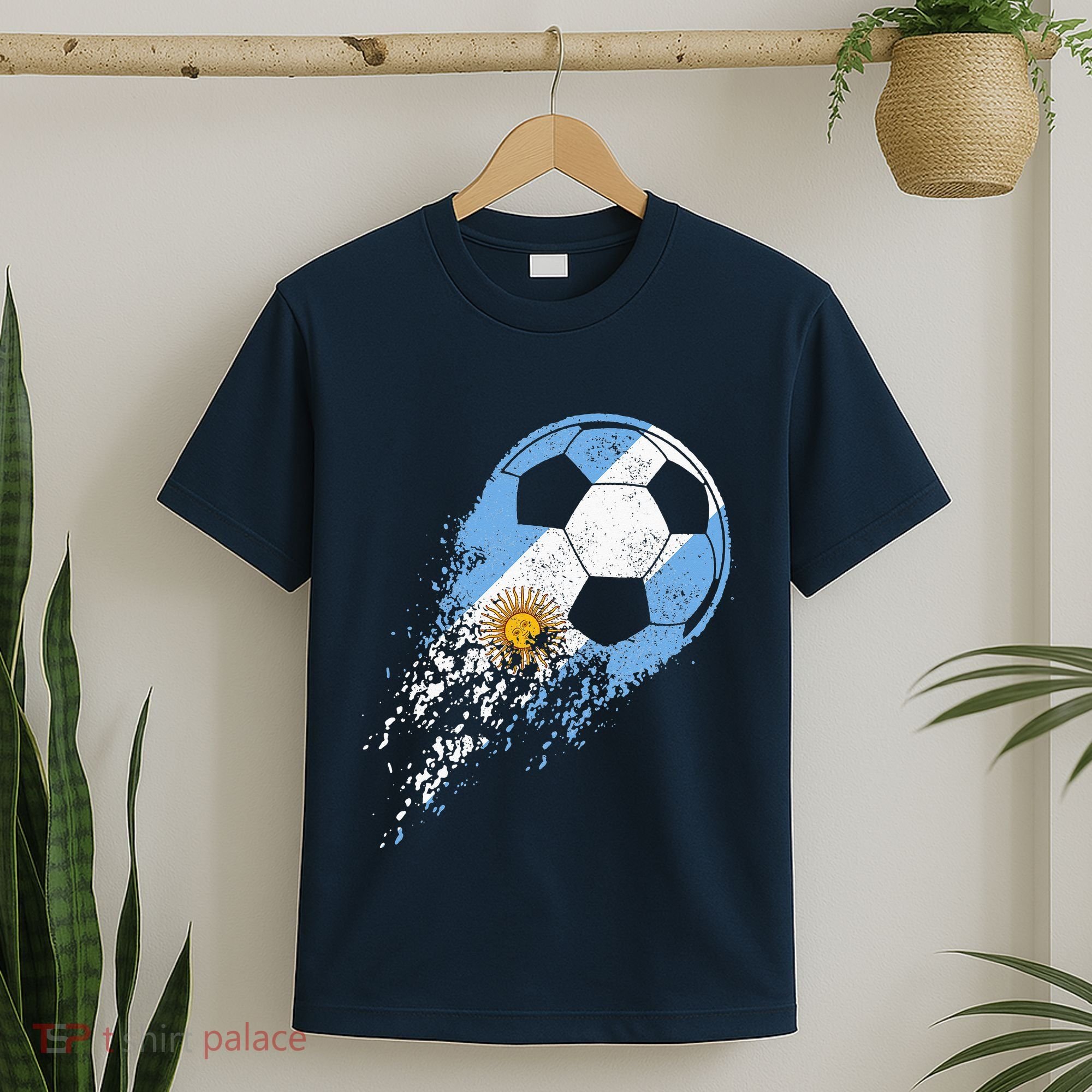 retro Soccer Argentinian Flag Pride Soccer Player T-Shirt