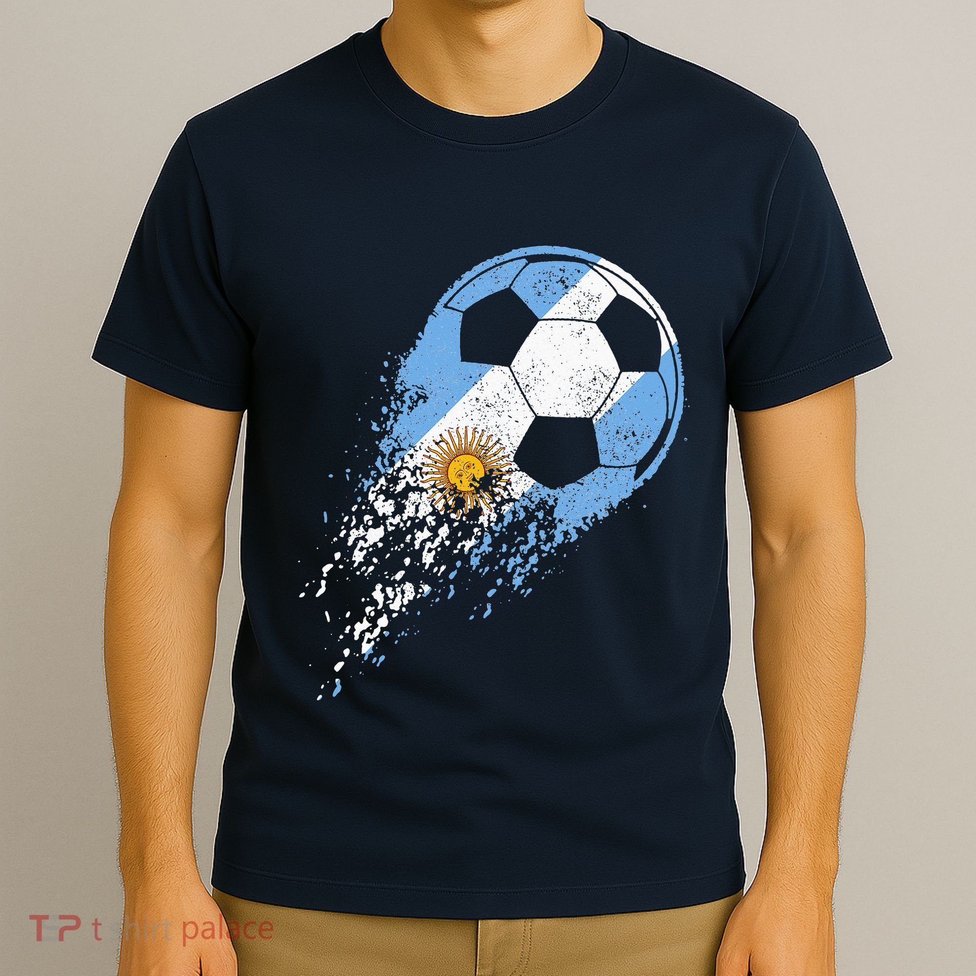 retro Soccer Argentinian Flag Pride Soccer Player T-Shirt