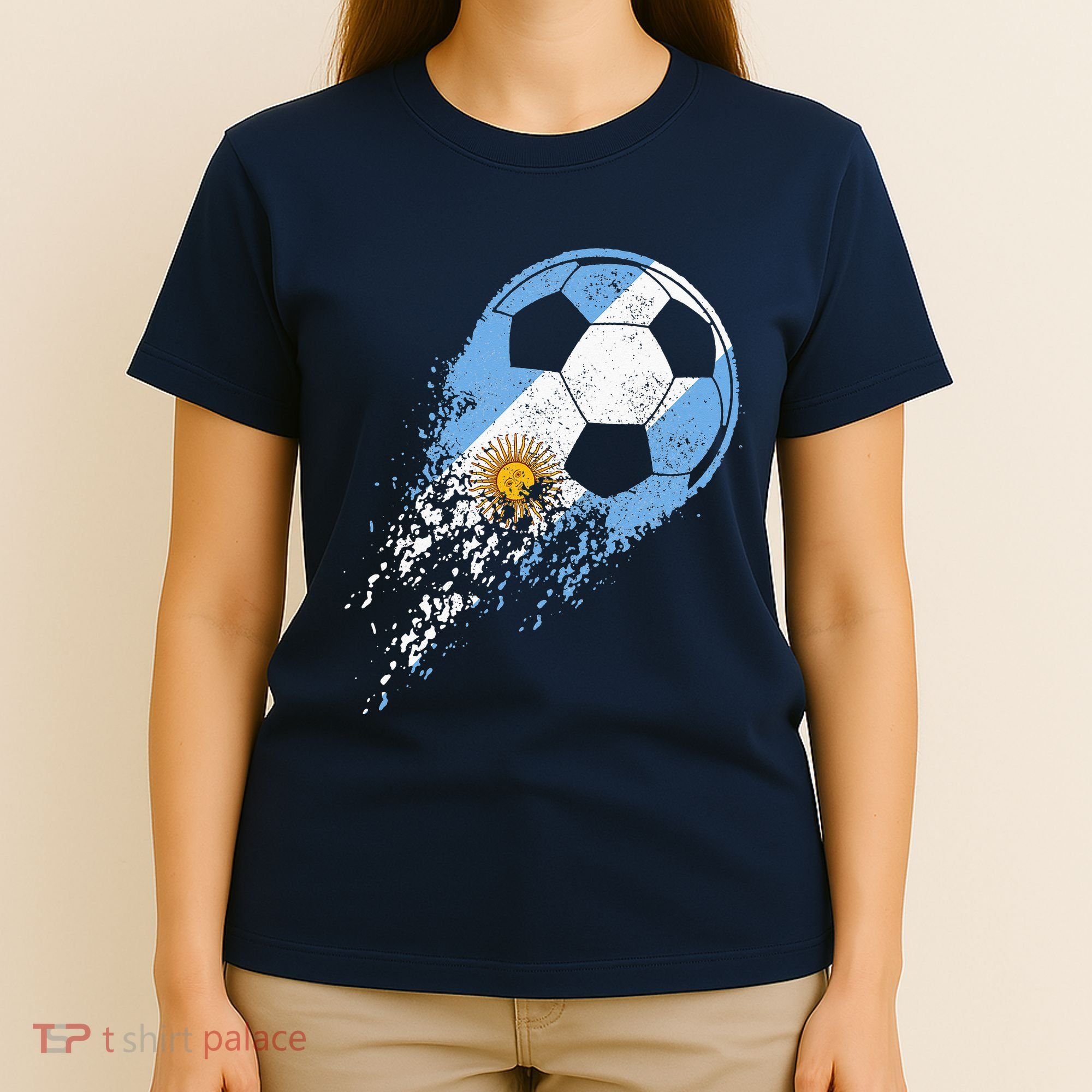 retro Soccer Argentinian Flag Pride Soccer Player T-Shirt