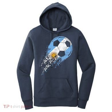retro Soccer Argentinian Flag Pride Soccer Player Women's Hoodie