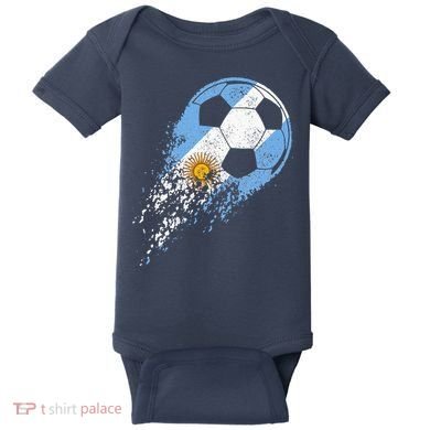 retro Soccer Argentinian Flag Pride Soccer Player Baby Bodysuit