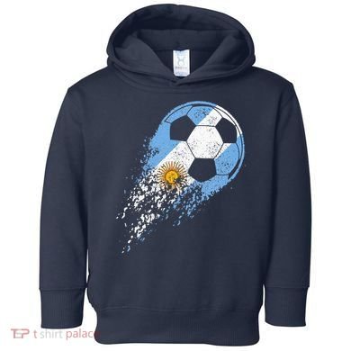retro Soccer Argentinian Flag Pride Soccer Player Toddler Hoodie