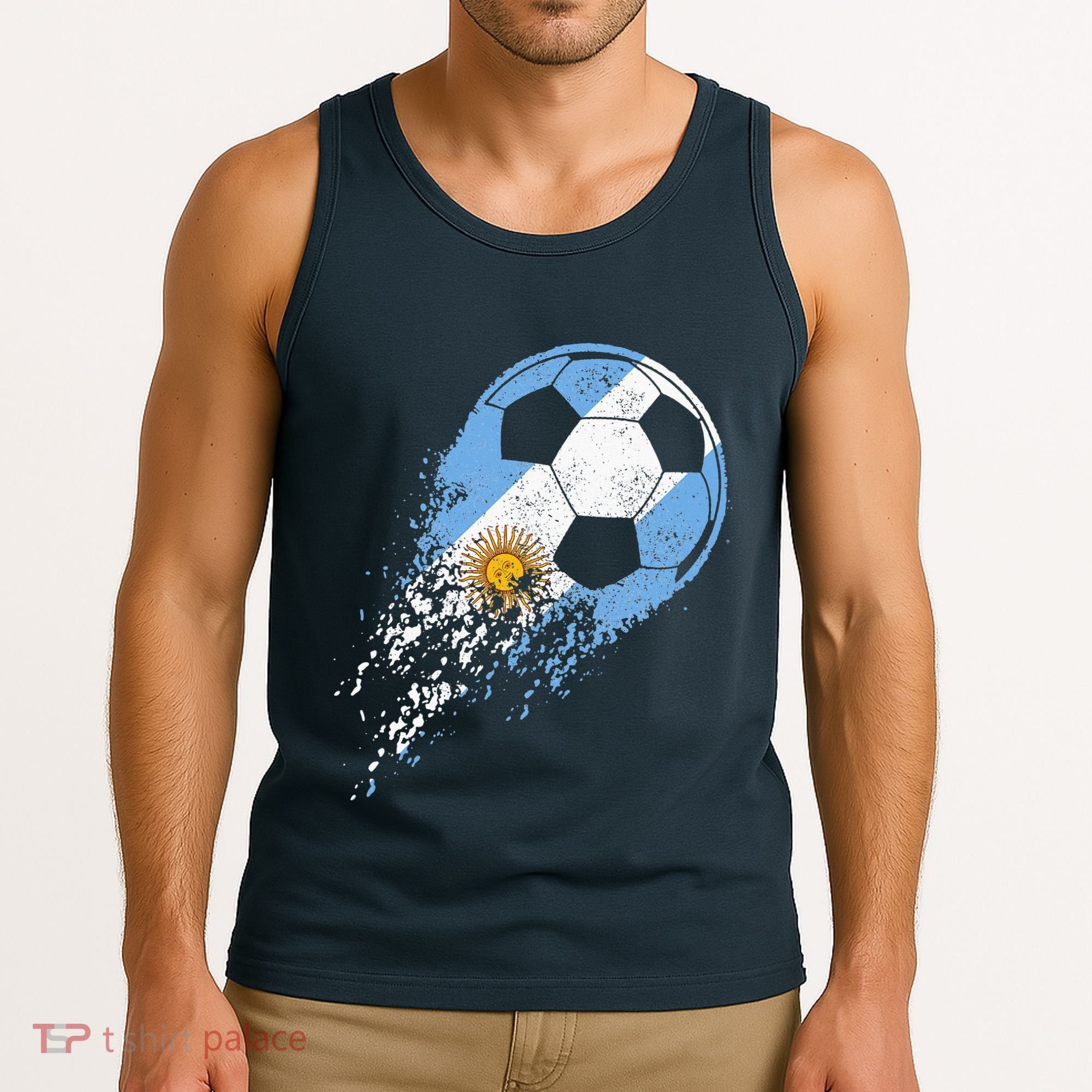 retro Soccer Argentinian Flag Pride Soccer Player Tank Top