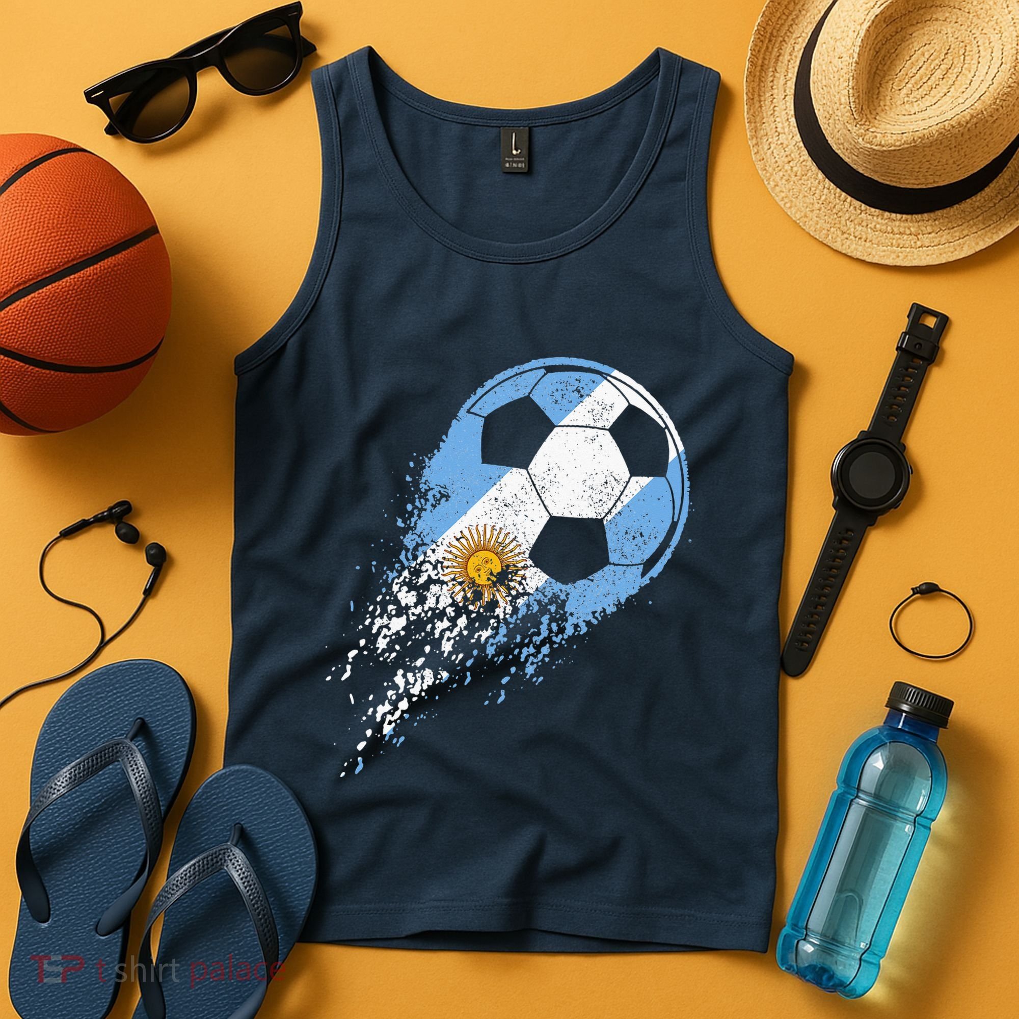 retro Soccer Argentinian Flag Pride Soccer Player Tank Top