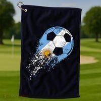 retro Soccer Argentinian Flag Pride Soccer Player Golf Towel thumb 1