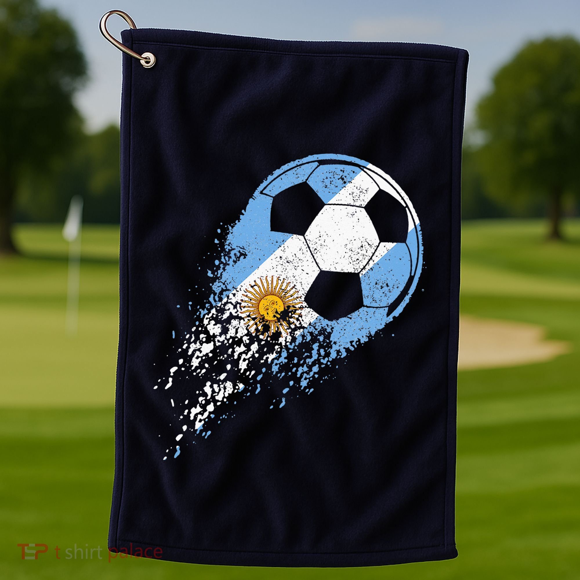 retro Soccer Argentinian Flag Pride Soccer Player Golf Towel