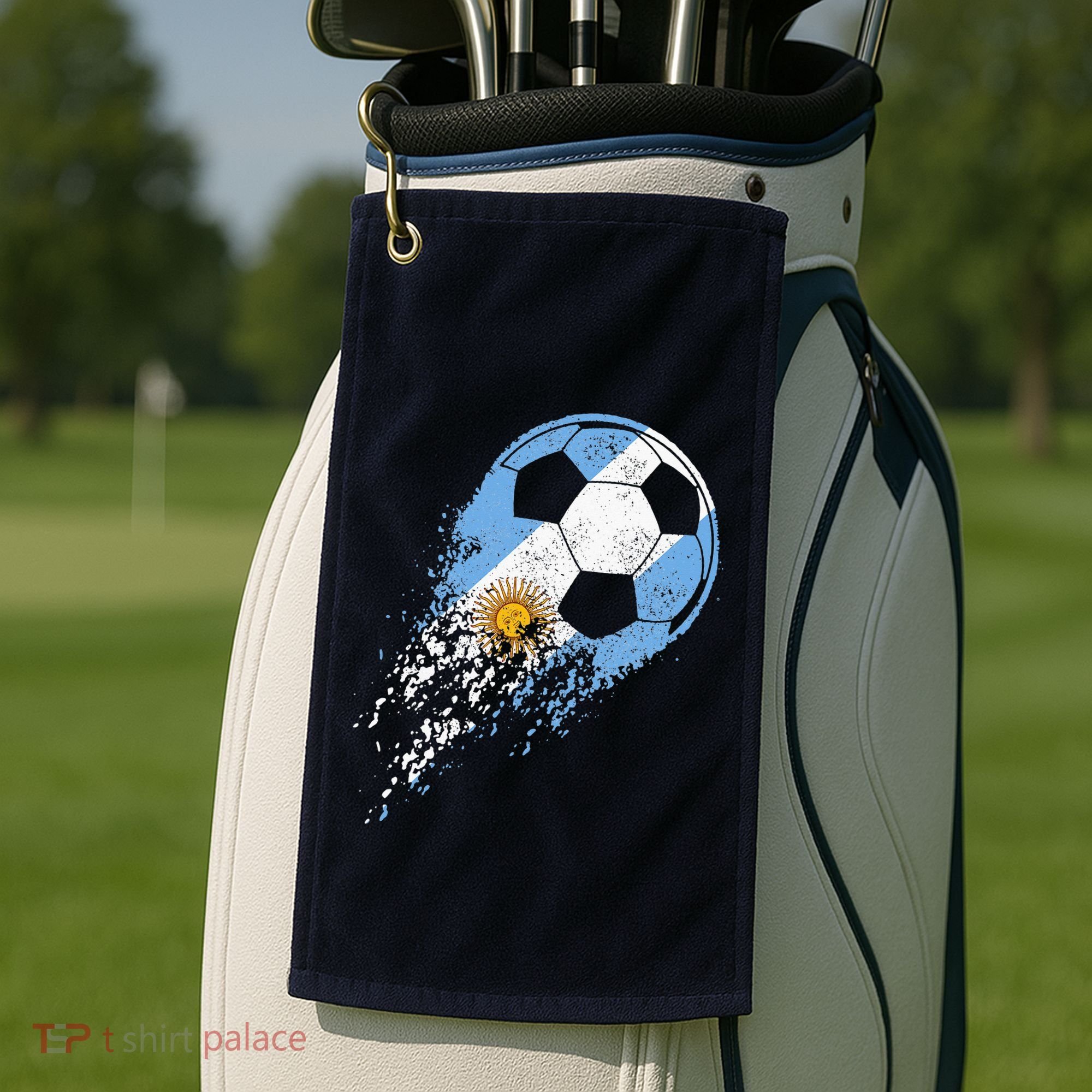retro Soccer Argentinian Flag Pride Soccer Player Golf Towel