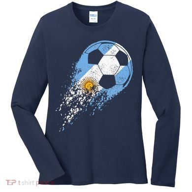 retro Soccer Argentinian Flag Pride Soccer Player Women's Long Sleeve Shirt