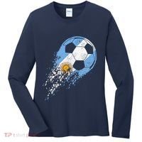 retro Soccer Argentinian Flag Pride Soccer Player Women's Long Sleeve Shirt thumb 0