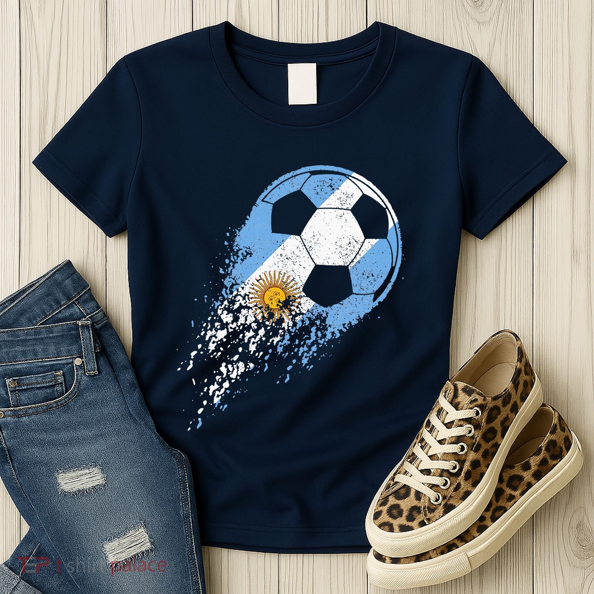 retro Soccer Argentinian Flag Pride Soccer Player Women's T-Shirt