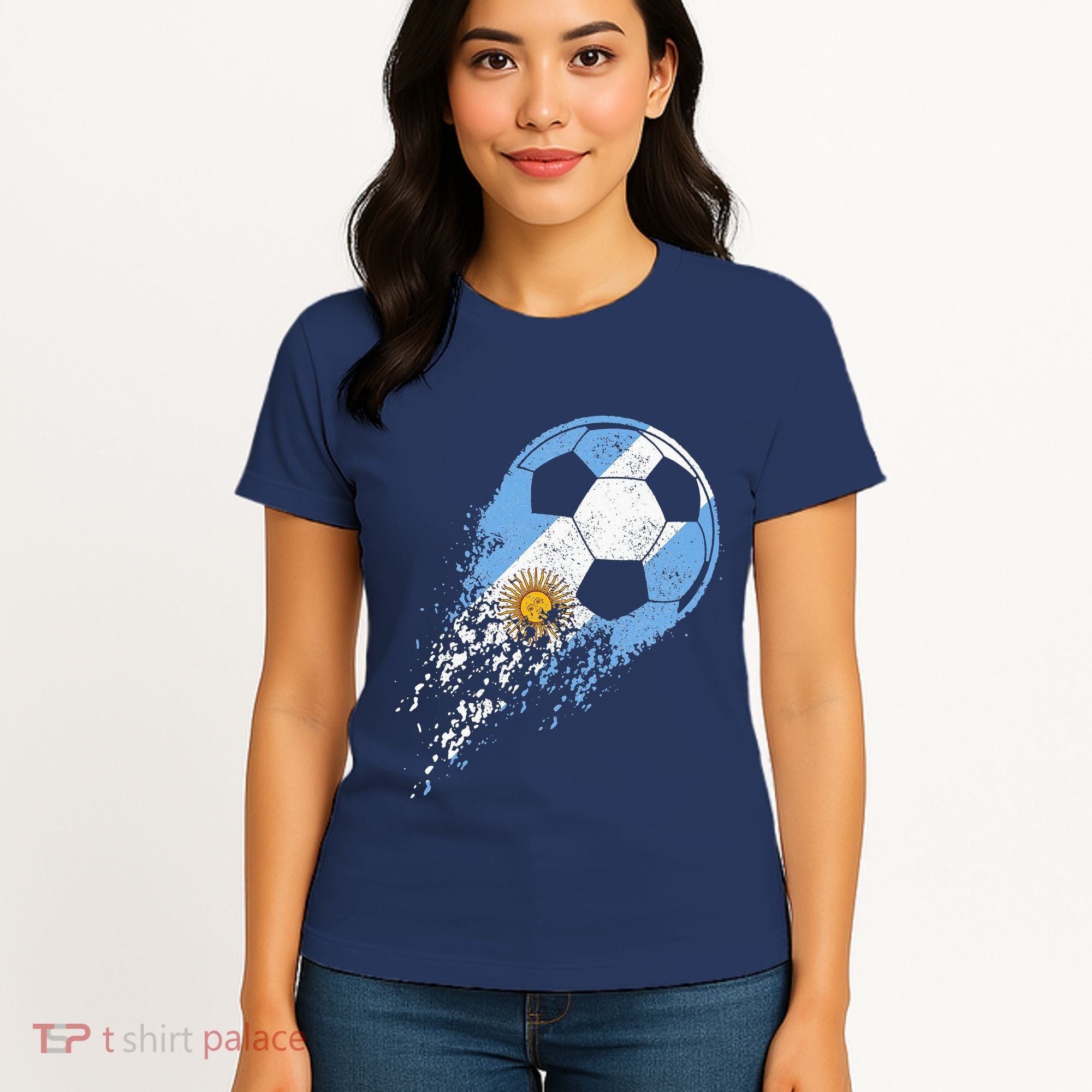 retro Soccer Argentinian Flag Pride Soccer Player Women's T-Shirt