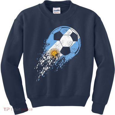 retro Soccer Argentinian Flag Pride Soccer Player Kids Sweatshirt