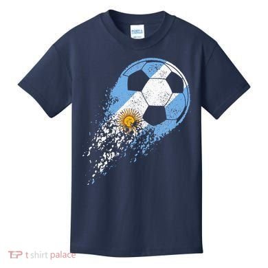retro Soccer Argentinian Flag Pride Soccer Player Kids T-Shirt