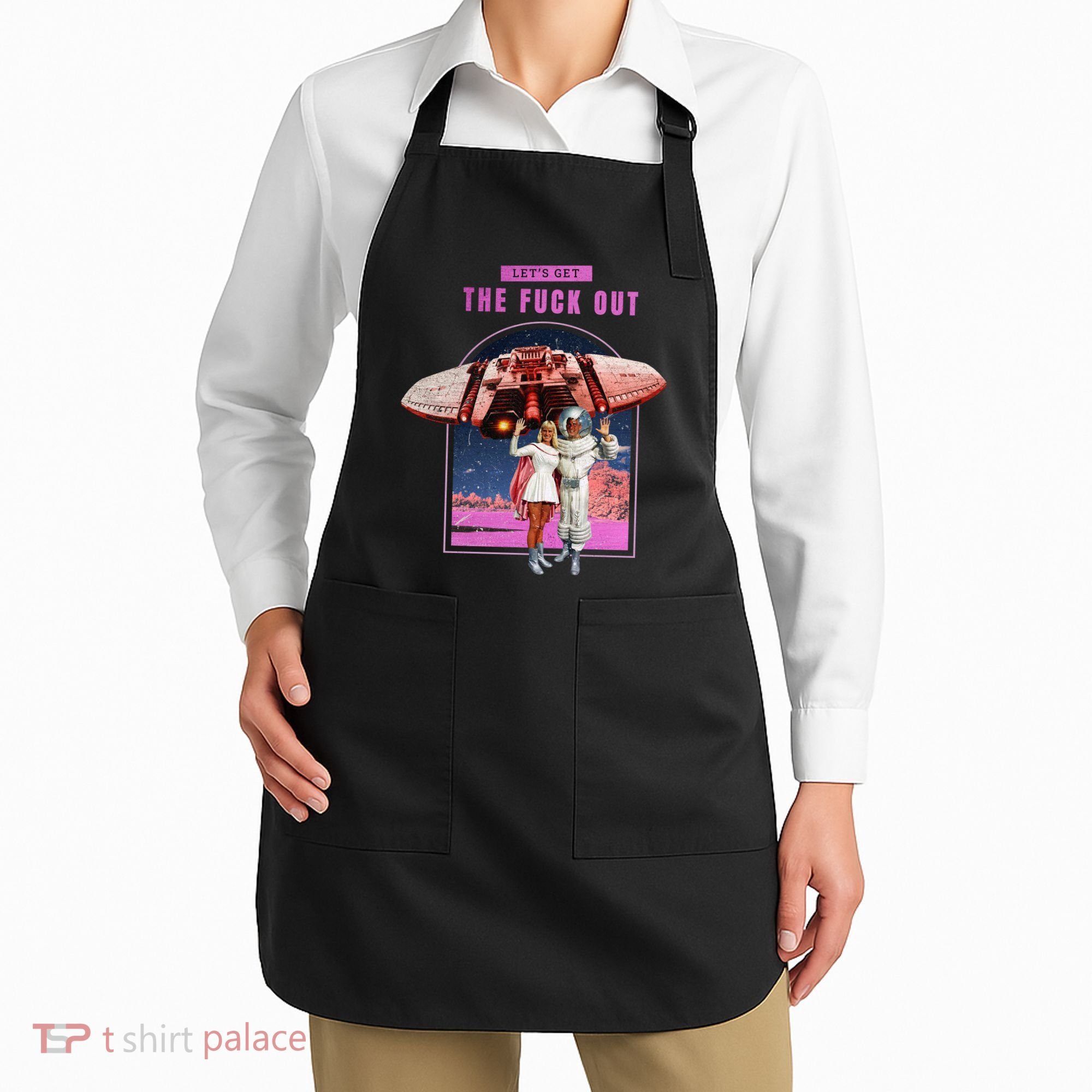 Retro Space Astronaut Couple Funny Apron