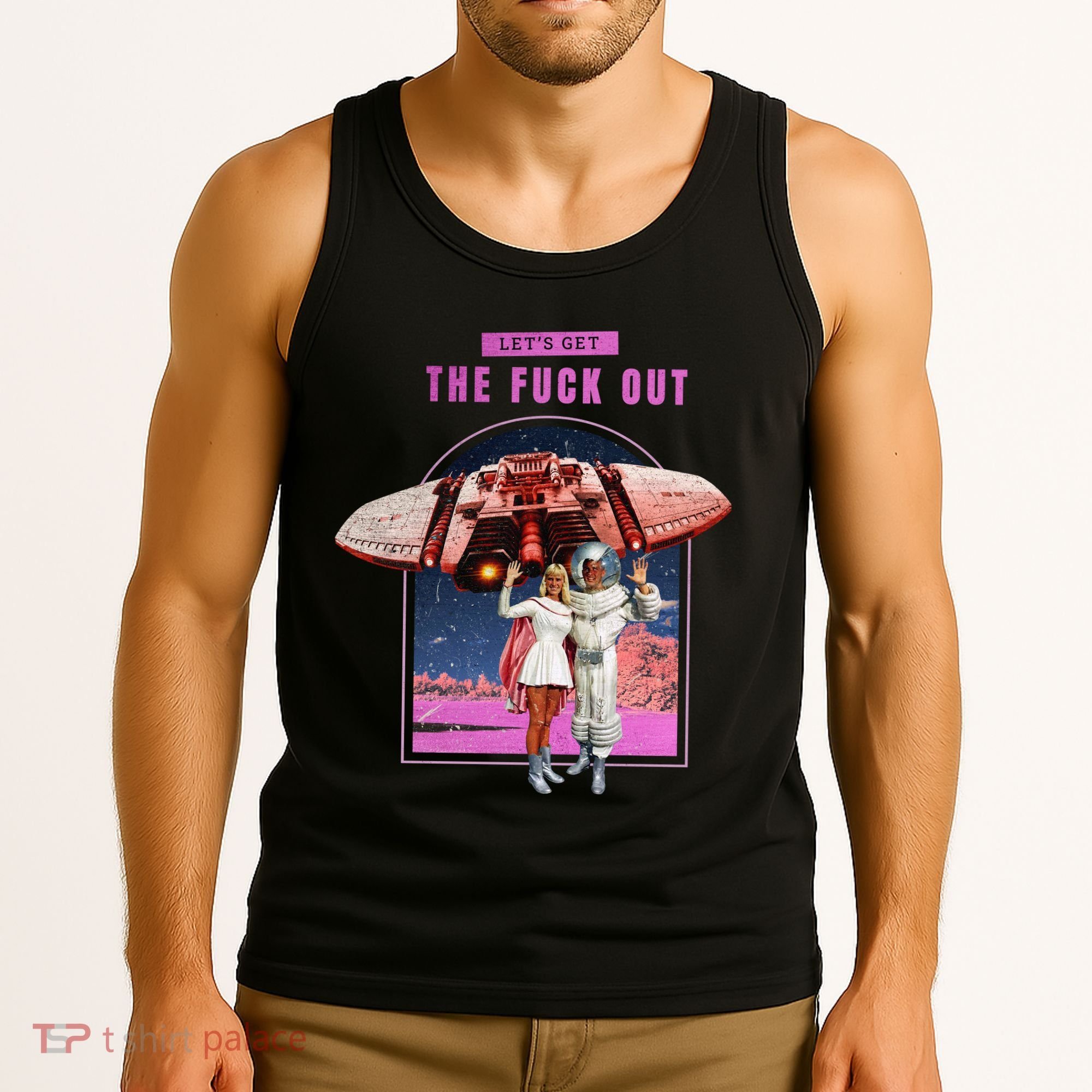 Retro Space Astronaut Couple Funny Tank Top