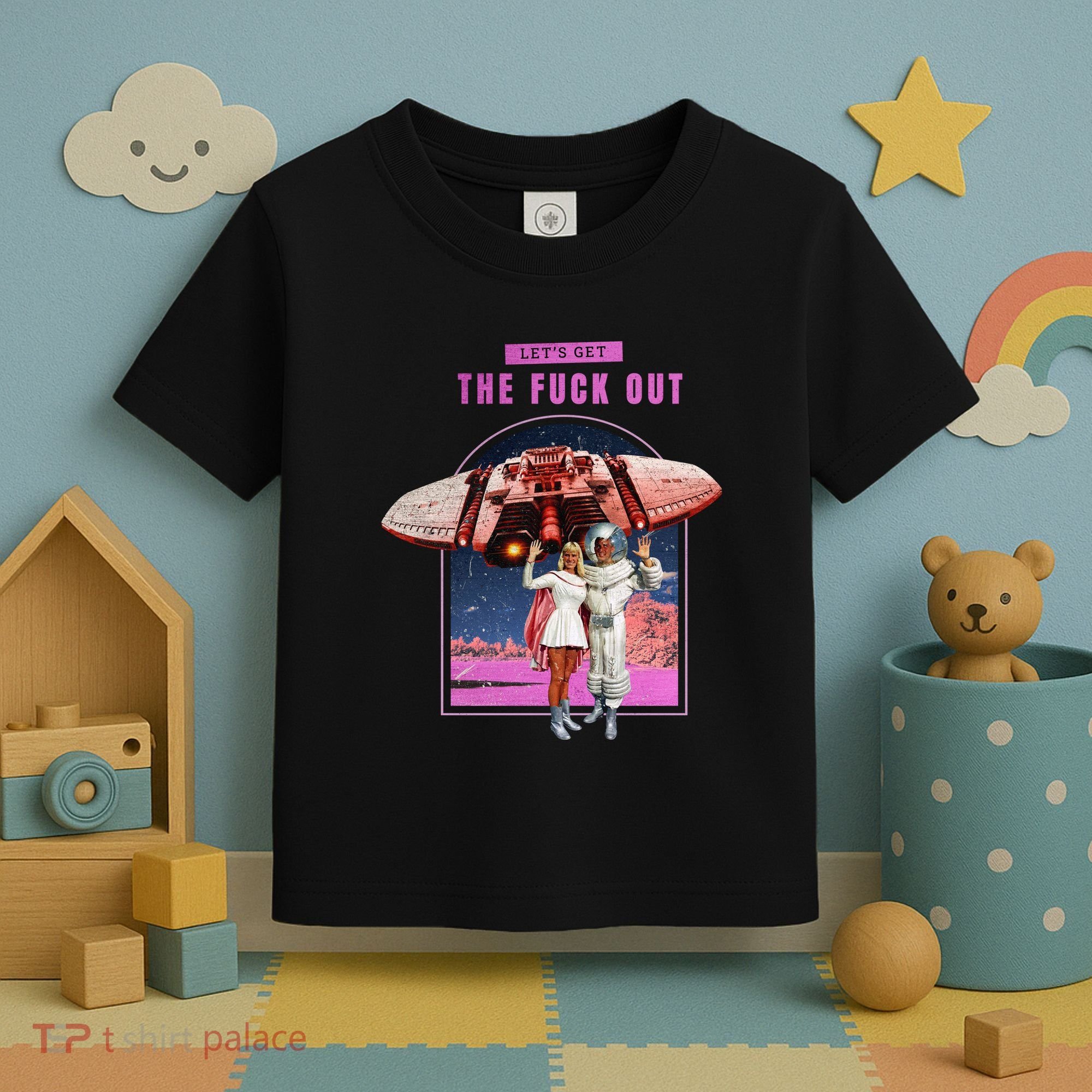 Retro Space Astronaut Couple Funny Toddler T-Shirt