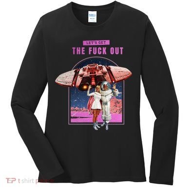 Retro Space Astronaut Couple Funny Women's Long Sleeve Shirt