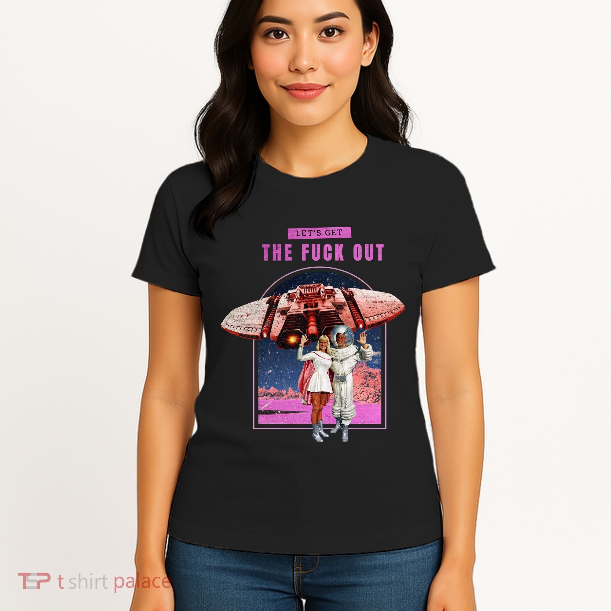 Retro Space Astronaut Couple Funny Women's T-Shirt