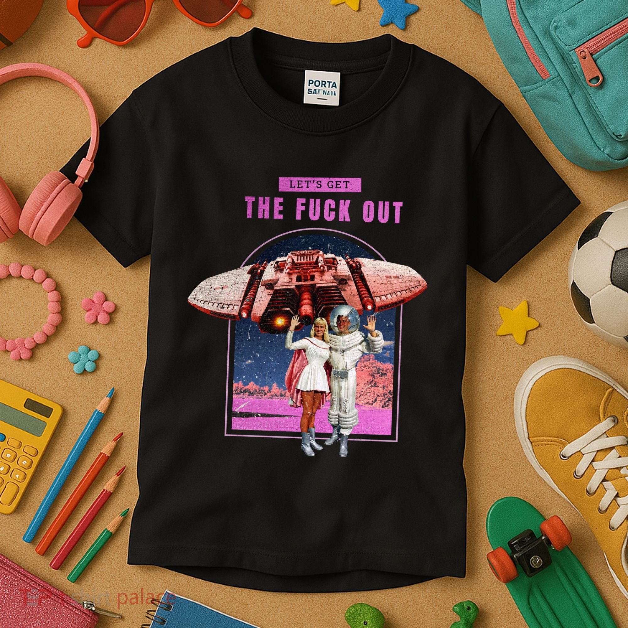 Retro Space Astronaut Couple Funny Kids T-Shirt