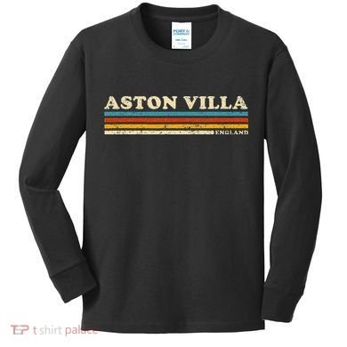 Retro Stripe Aston Villa Kids Long Sleeve Shirt