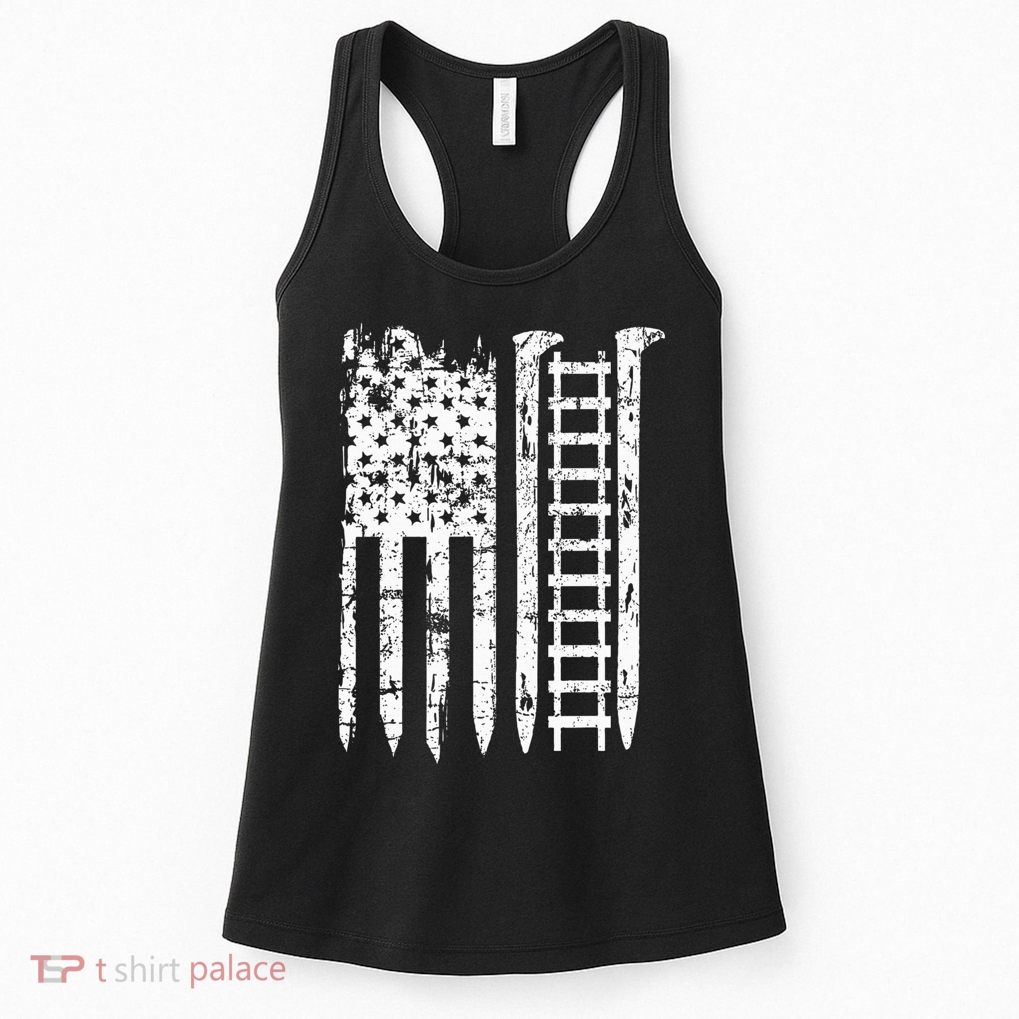 Railroad Spike American Flag Train Gift For Railway Workers Women's Tank Top