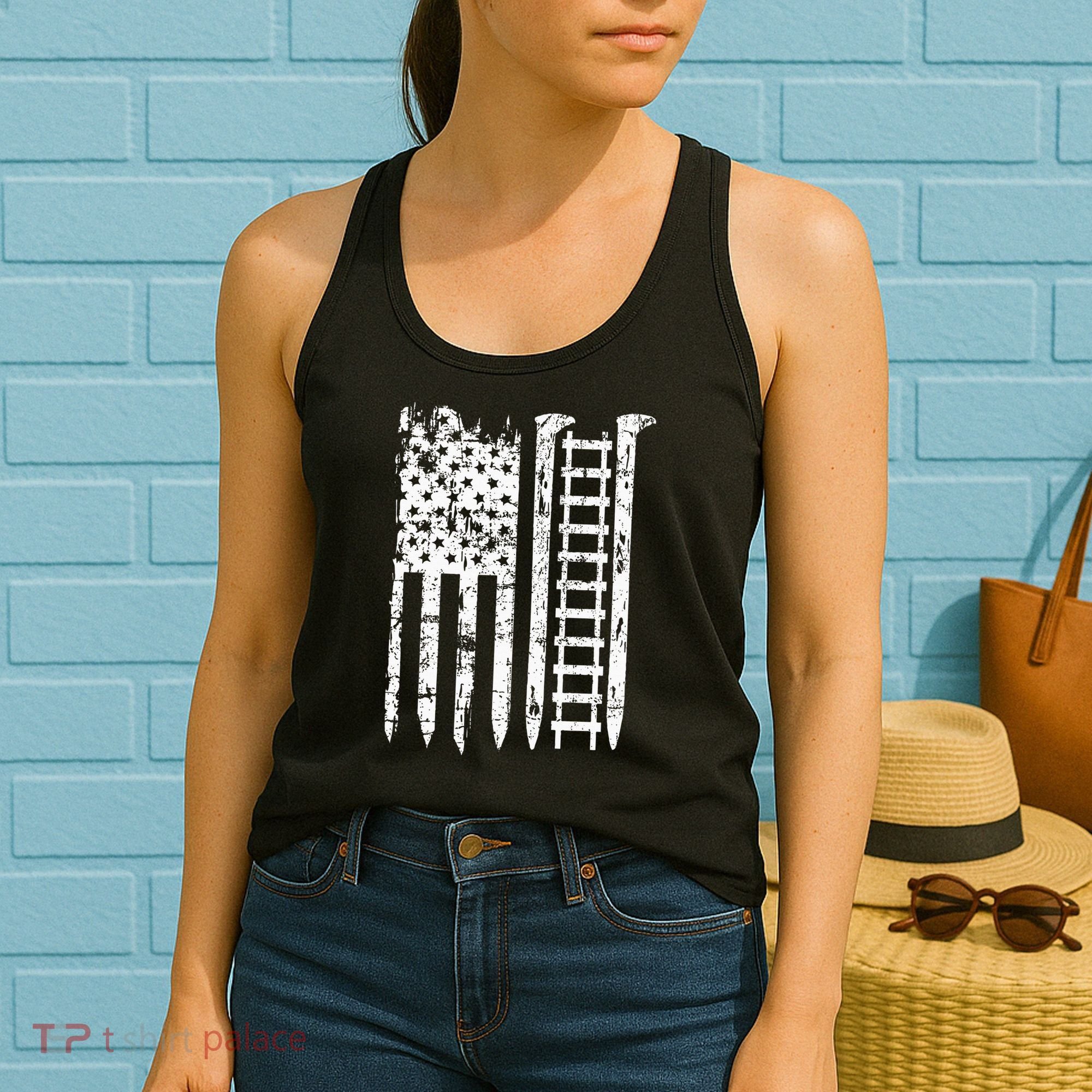 Railroad Spike American Flag Train Gift For Railway Workers Women's Tank Top