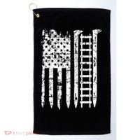 Railroad Spike American Flag Train Gift For Railway Workers Golf Towel thumb 0