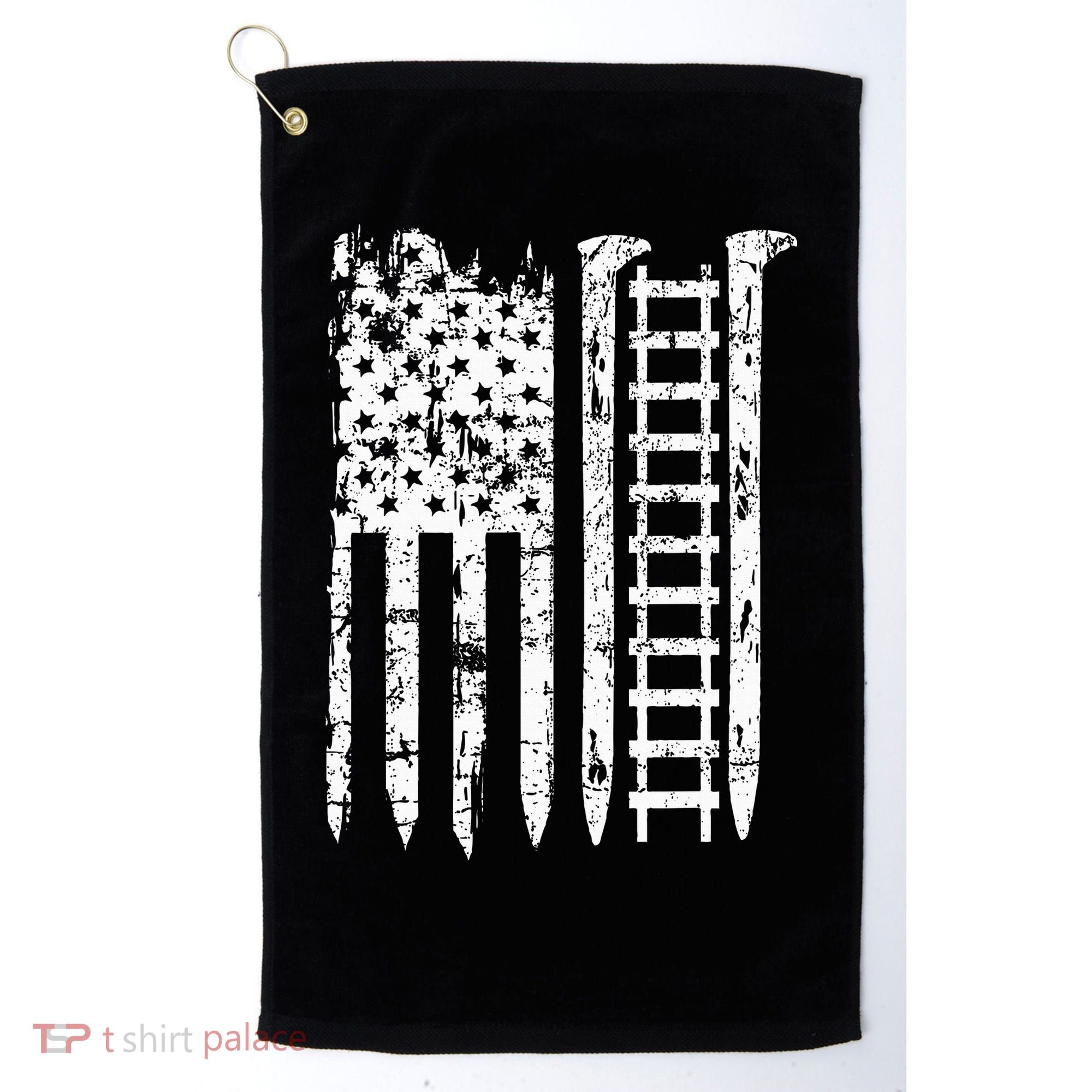 Railroad Spike American Flag Train Gift For Railway Workers Golf Towel