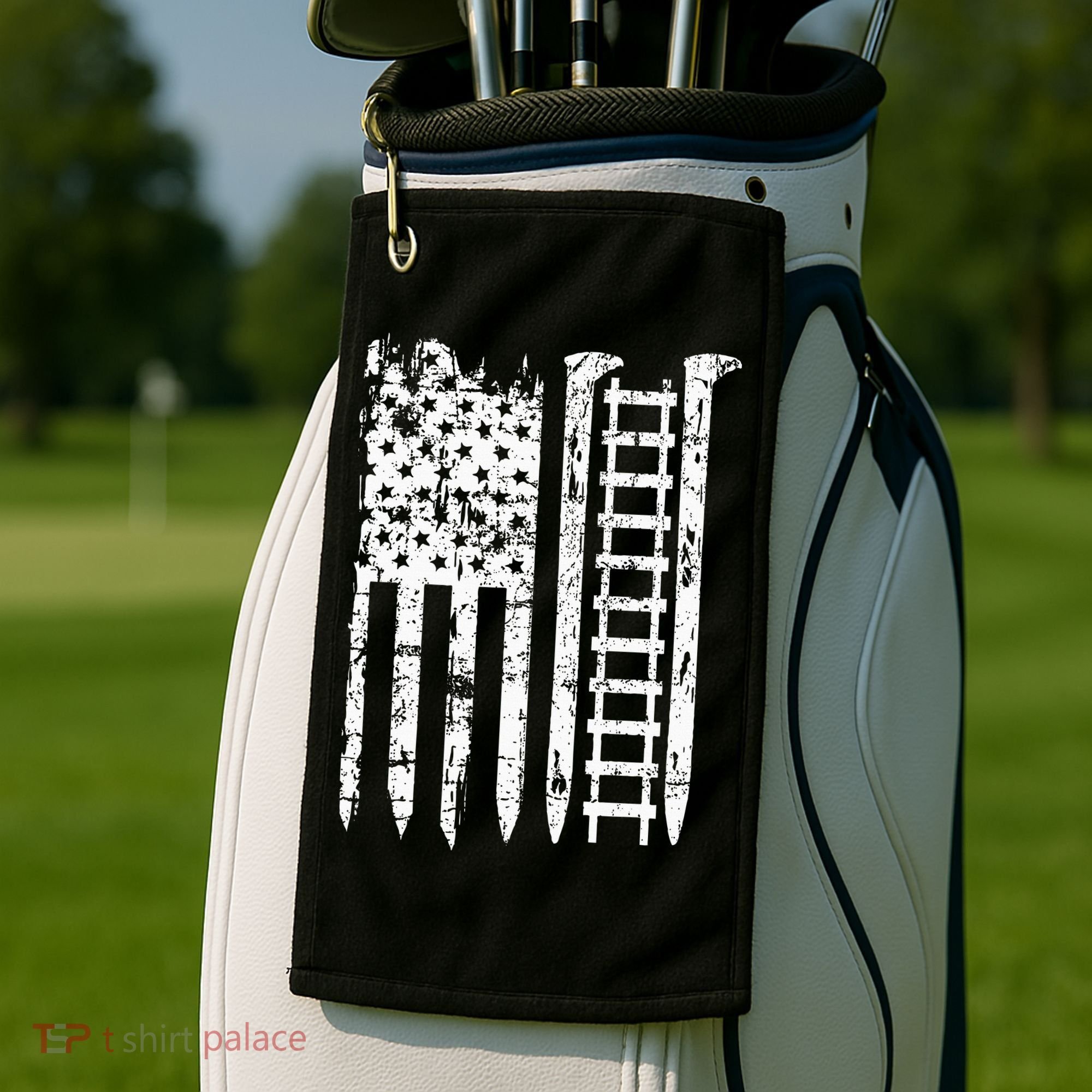 Railroad Spike American Flag Train Gift For Railway Workers Golf Towel