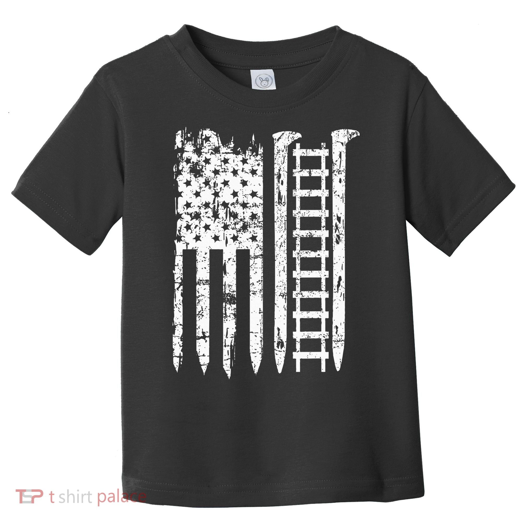 Railroad Spike American Flag Train Gift For Railway Workers Toddler T-Shirt
