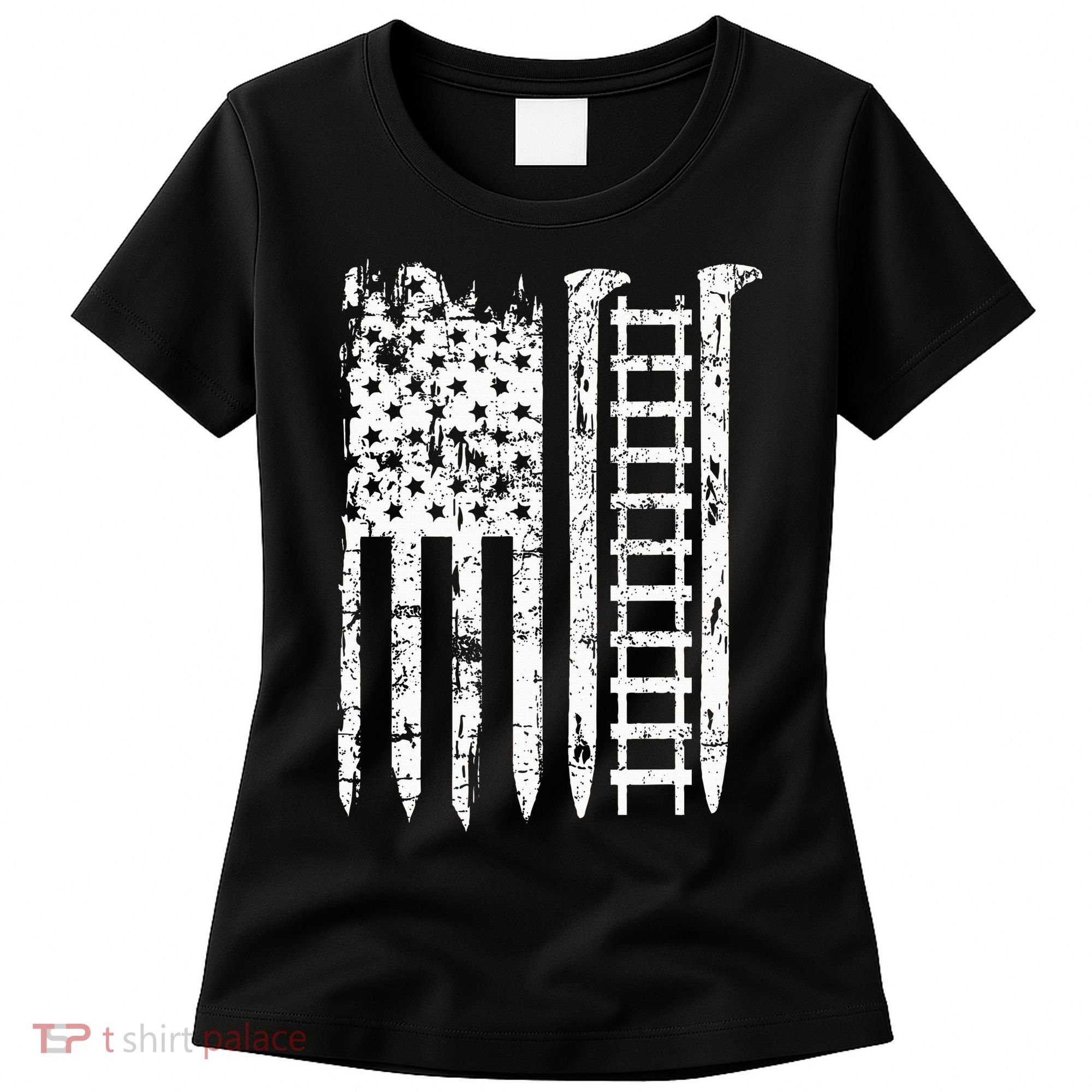 Railroad Spike American Flag Train Gift For Railway Workers Women's T-Shirt