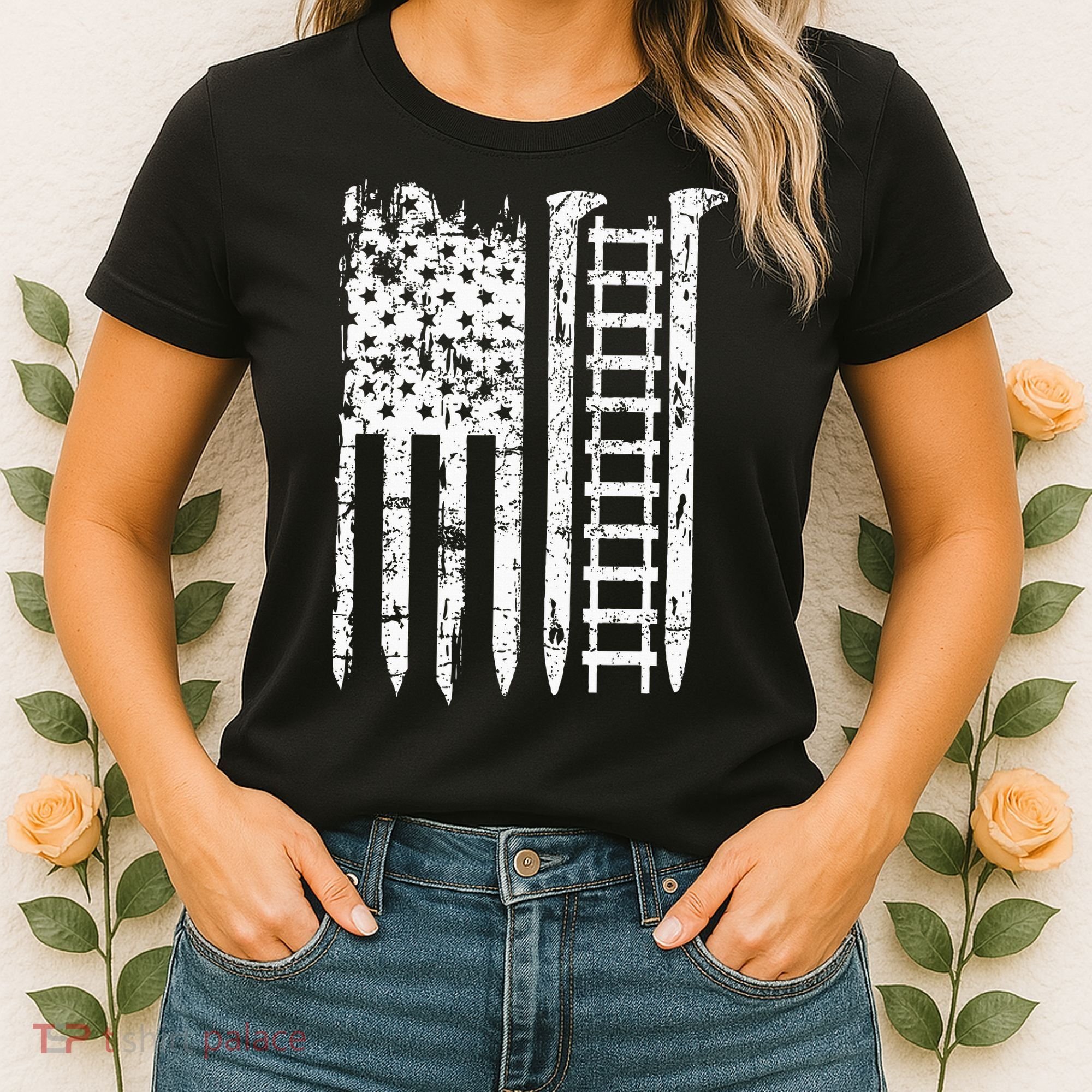 Railroad Spike American Flag Train Gift For Railway Workers Women's T-Shirt