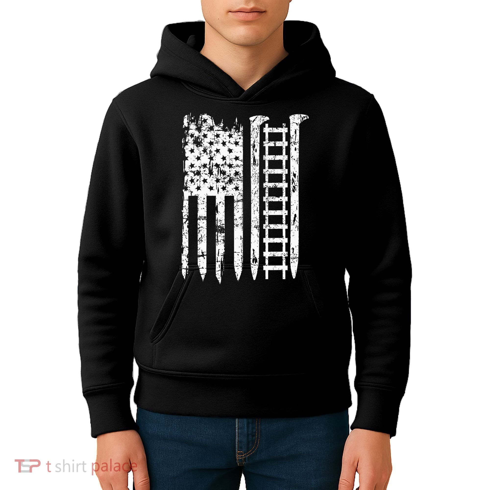 Railroad Spike American Flag Train Gift For Railway Workers Kids Hoodie