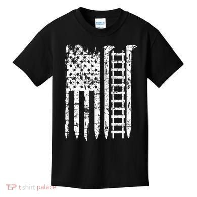 Railroad Spike American Flag Train Gift For Railway Workers Kids T-Shirt