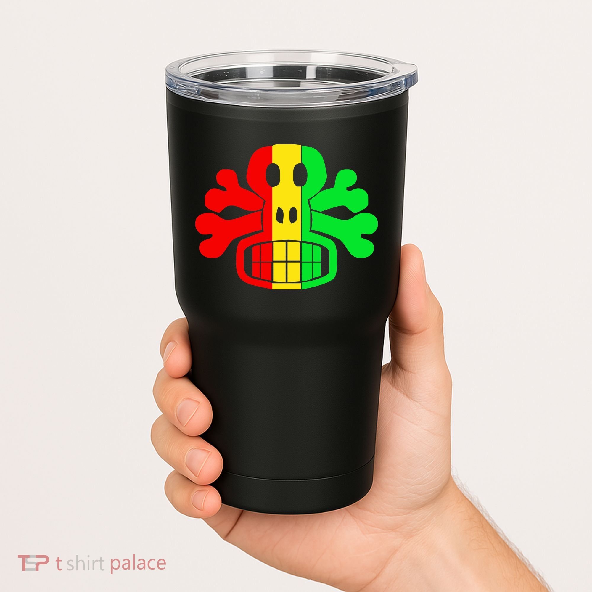 RASTA SKULL AND CROSSBONES Reggae Dub Club Rave Tumbler