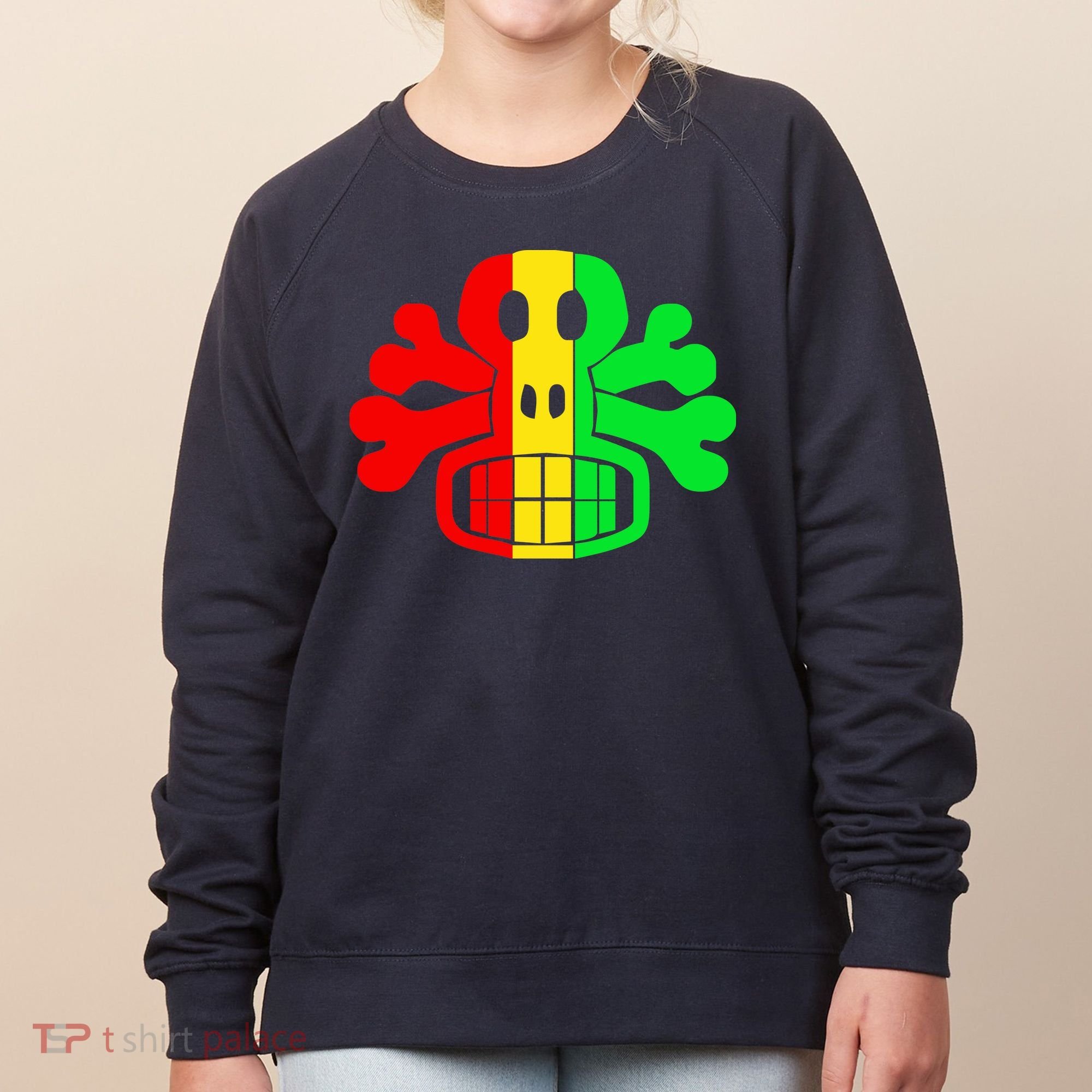 RASTA SKULL AND CROSSBONES Reggae Dub Club Rave Women's Sweatshirt